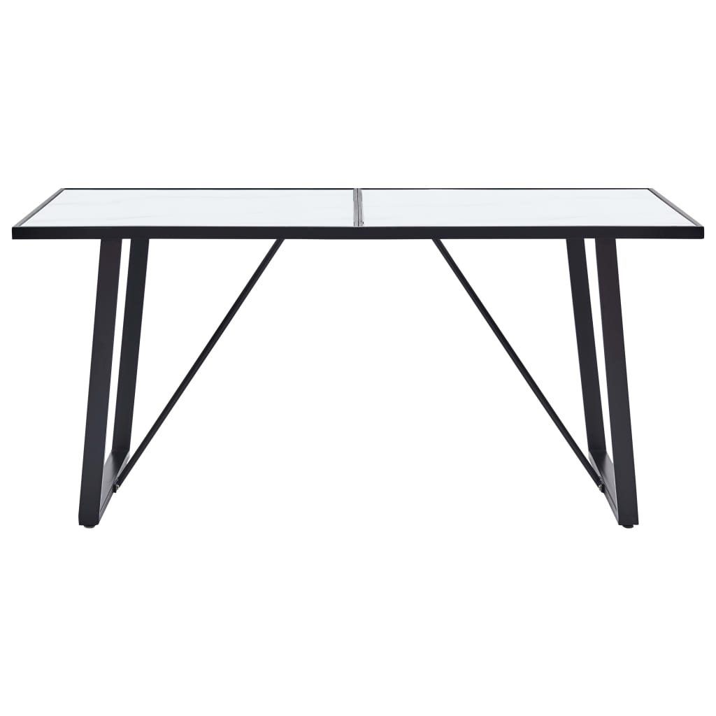 vidaXL Eettafel 160x80x75 cm gehard glas wit