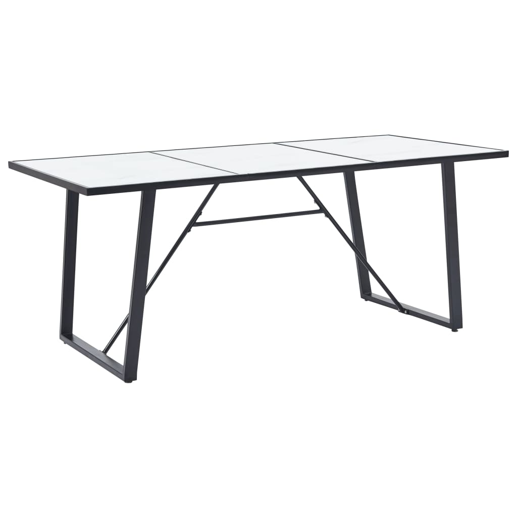 vidaXL Eettafel 160x80x75 cm gehard glas wit
