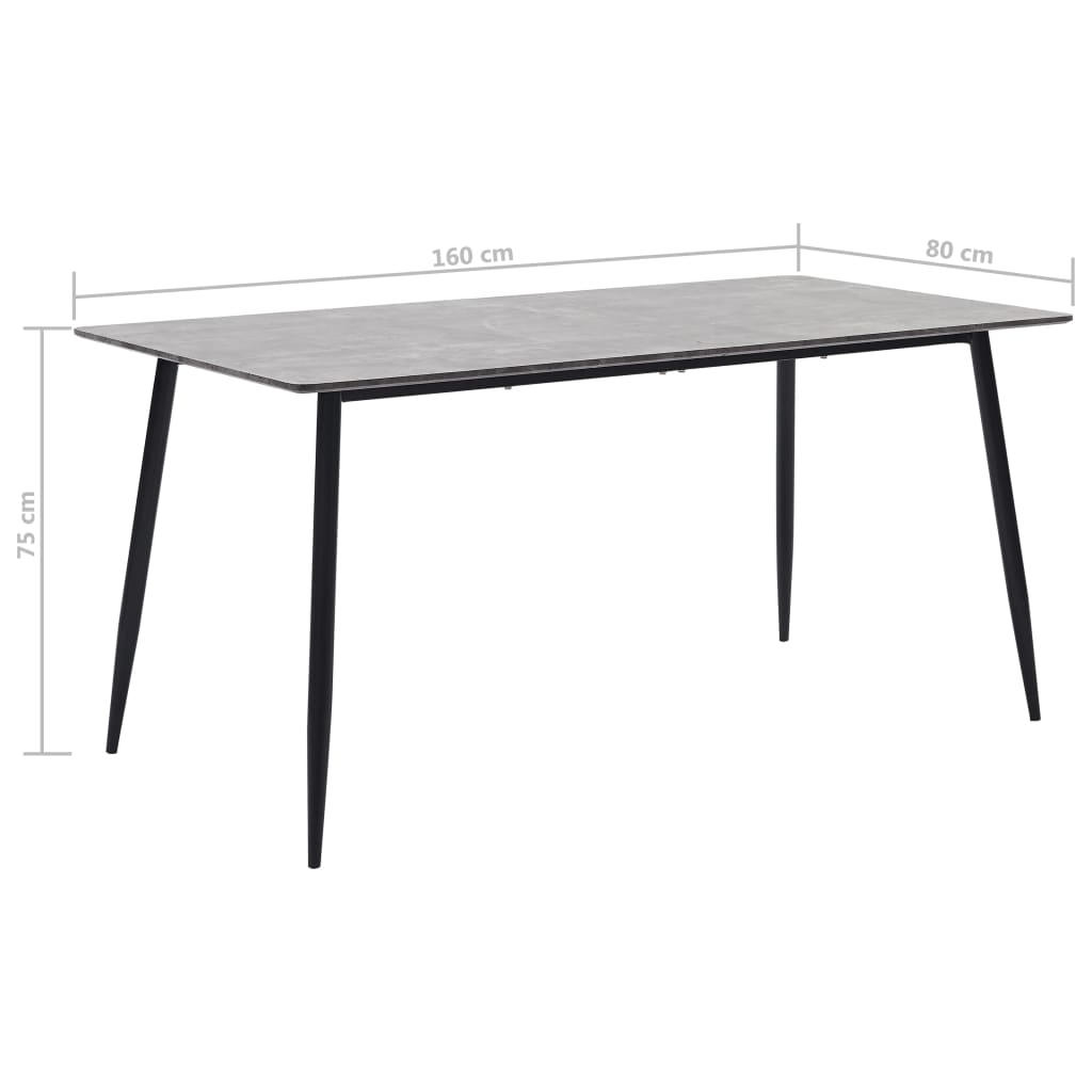 vidaXL Eettafel 120x60x75 cm MDF grijs