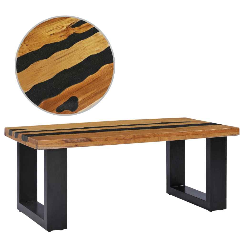 vidaXL Salontafel 100x50x40 cm massief teakhout en polyresin
