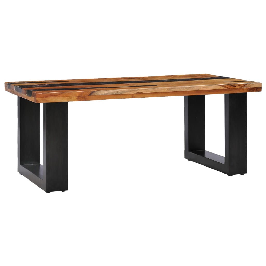 vidaXL Salontafel 100x50x40 cm massief teakhout en polyresin