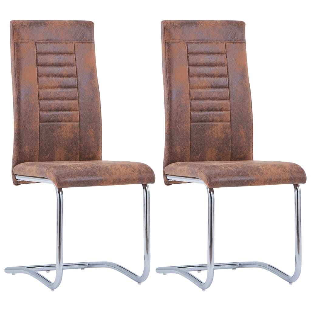 vidaXL Eetkamerstoelen 2 st kunstsuède bruin