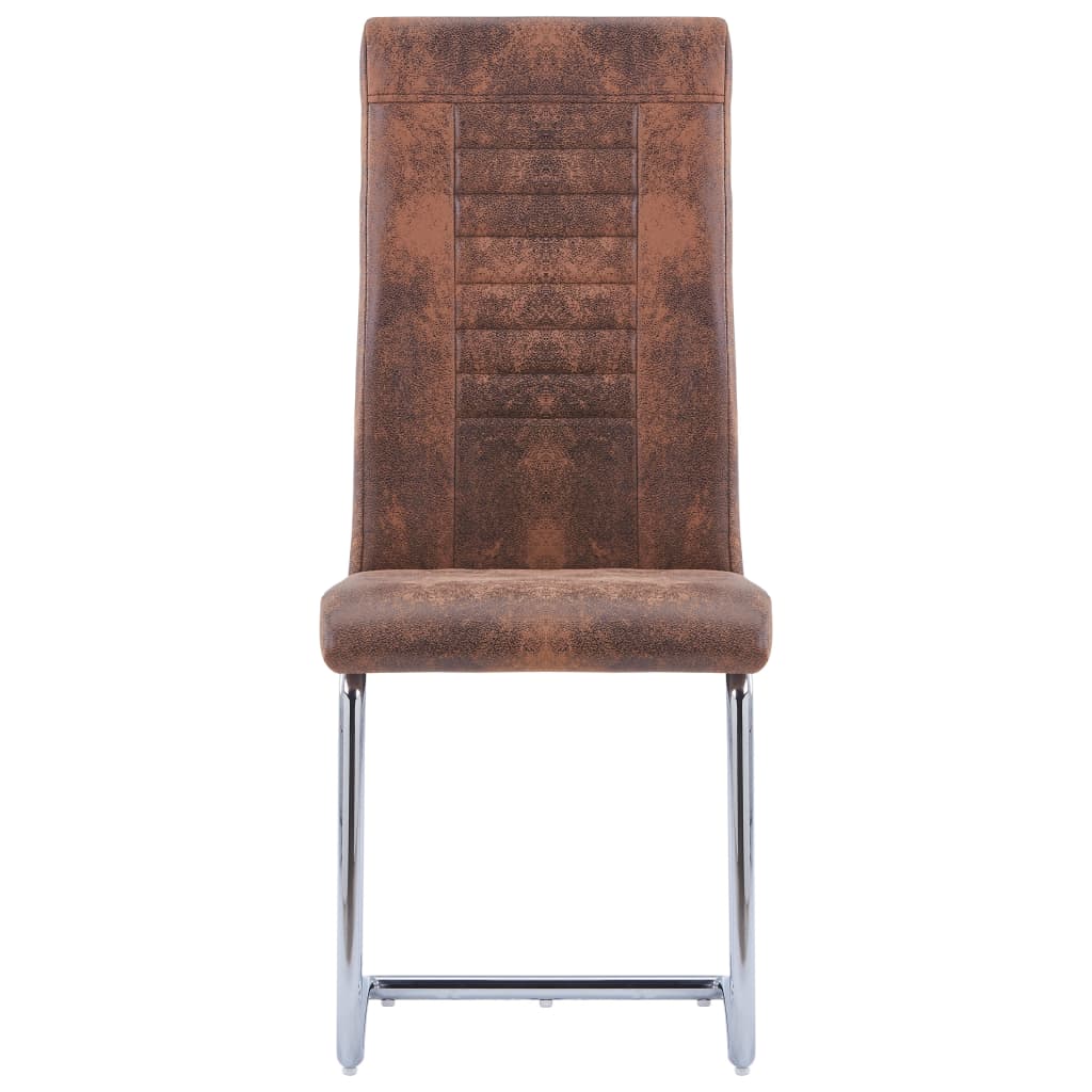 vidaXL Eetkamerstoelen 2 st kunstsuède bruin