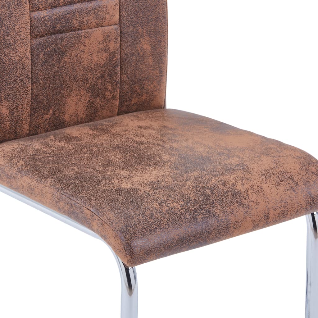 vidaXL Eetkamerstoelen 2 st kunstsuède bruin