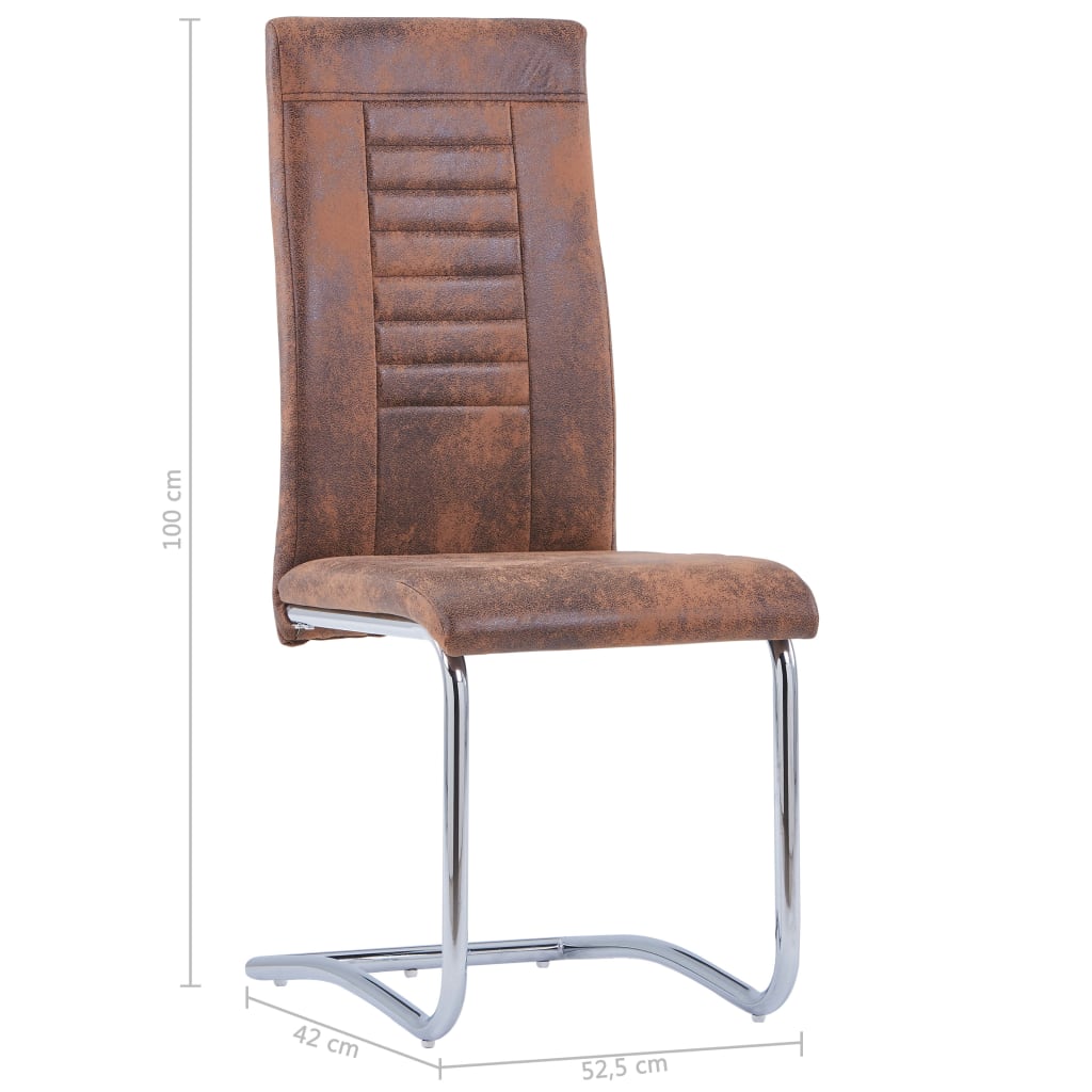 vidaXL Eetkamerstoelen 2 st kunstsuède bruin