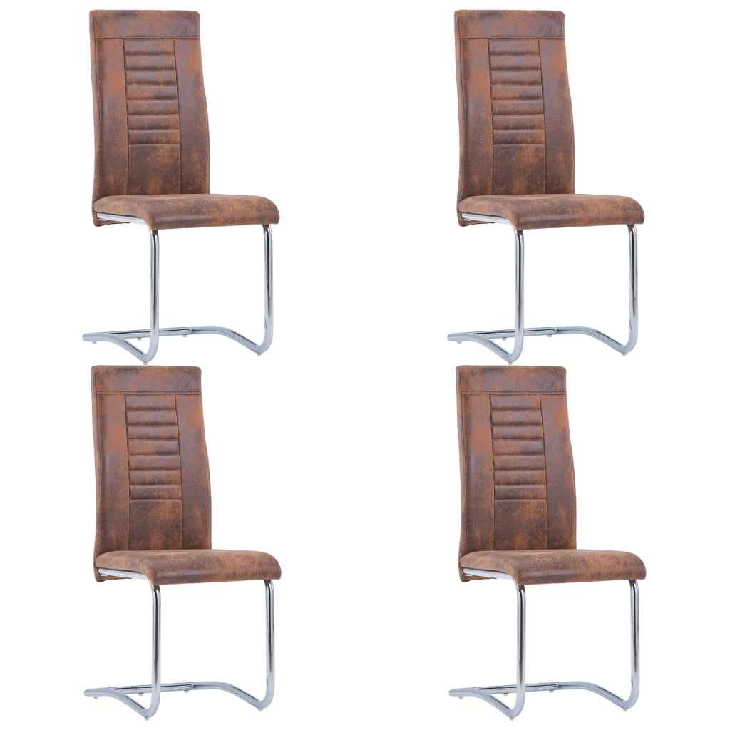vidaXL Eetkamerstoelen 2 st kunstsuède bruin