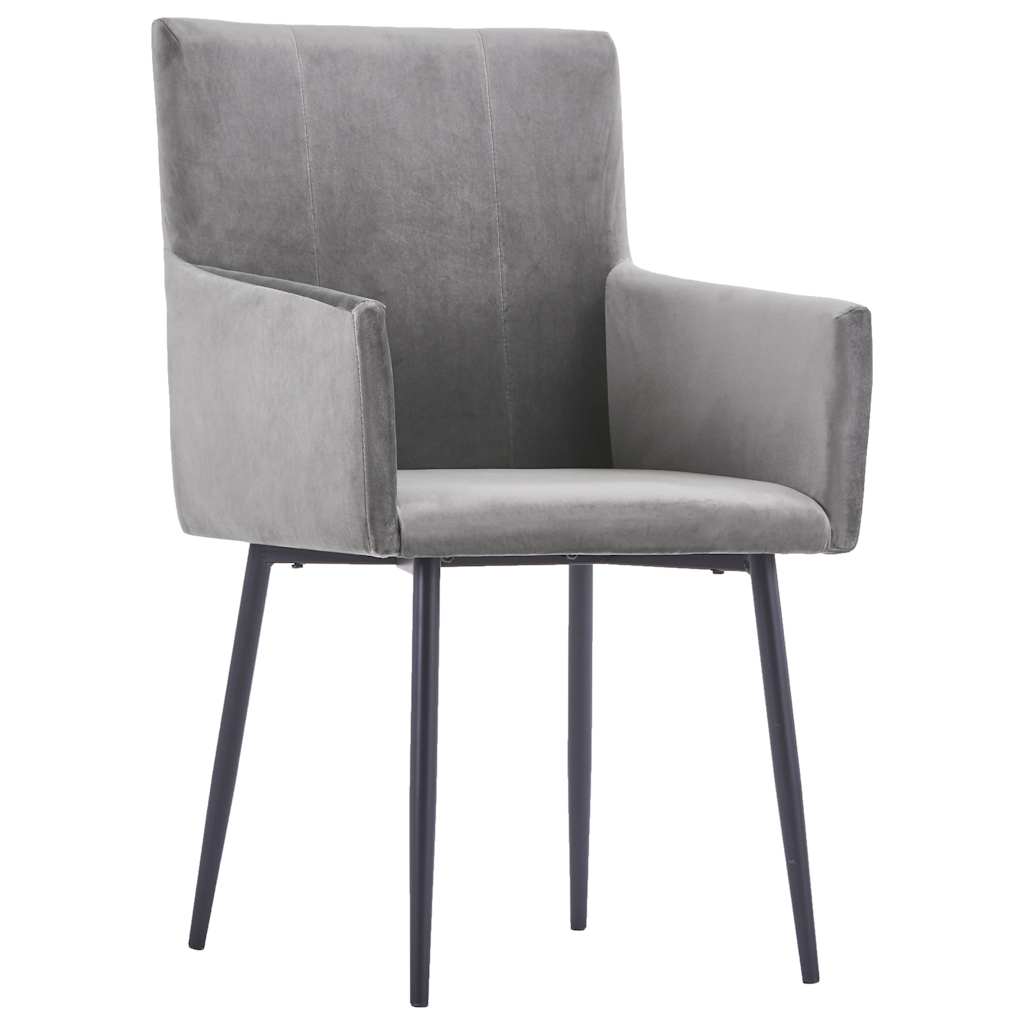 vidaXL Eetkamerstoelen 2 st met armleuningen fluweel grijs