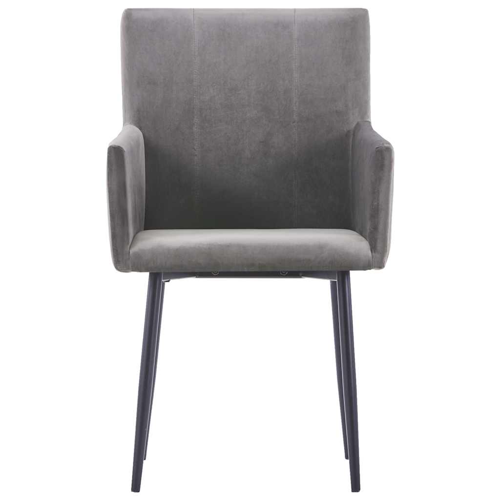 vidaXL Eetkamerstoelen 2 st met armleuningen fluweel grijs