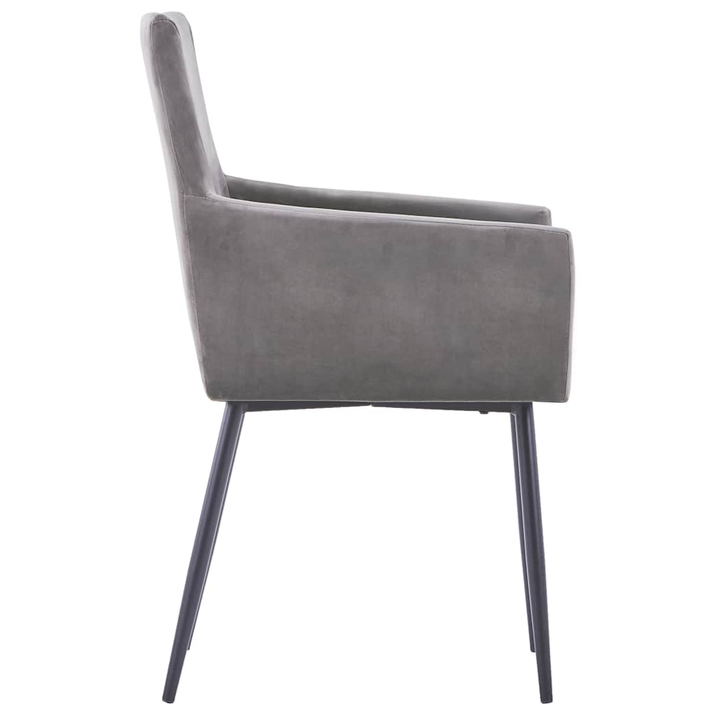 vidaXL Eetkamerstoelen 2 st met armleuningen fluweel grijs