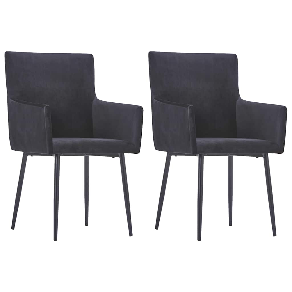 vidaXL Eetkamerstoelen 2 st met armleuningen fluweel grijs