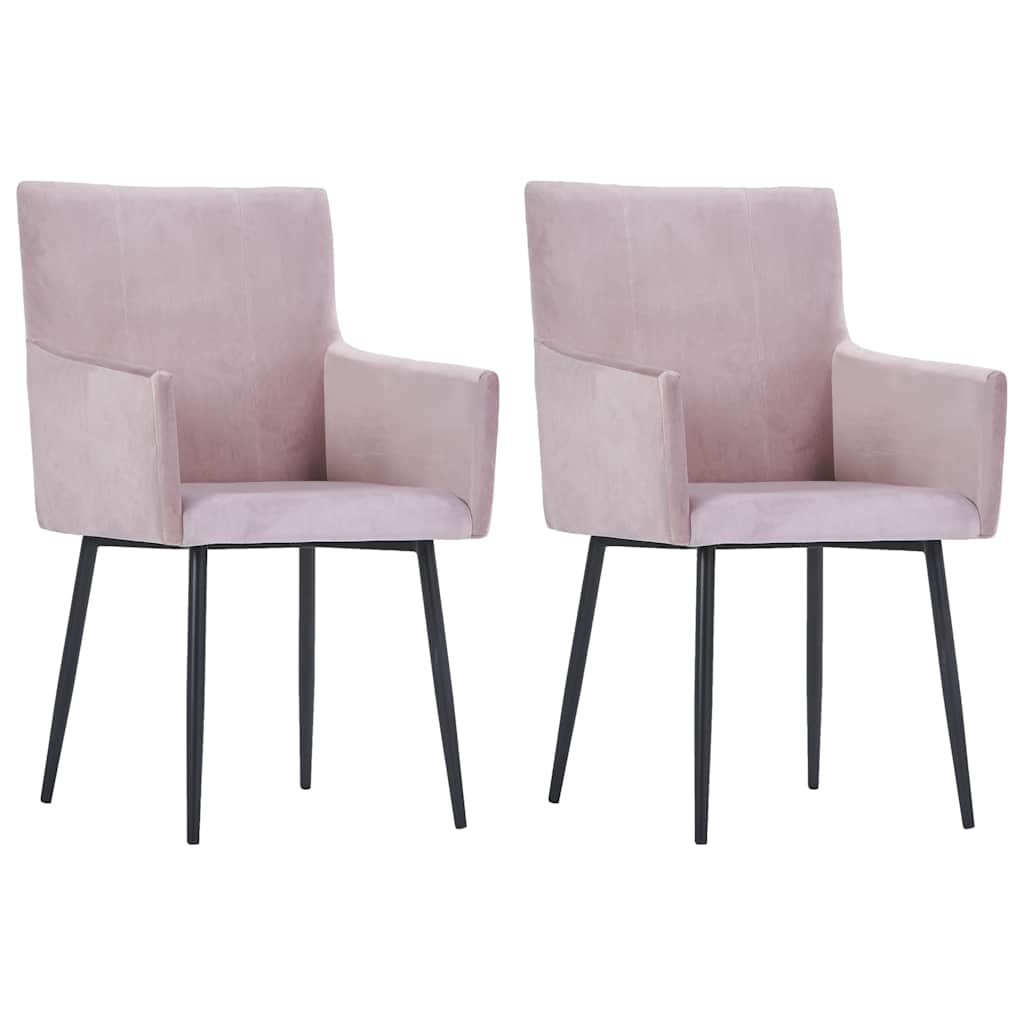 vidaXL Eetkamerstoelen 2 st met armleuningen fluweel grijs