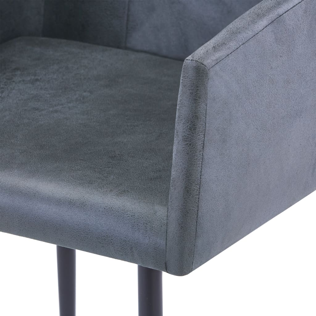 vidaXL Eetkamerstoelen 2 st met armleuningen kunstsuède grijs
