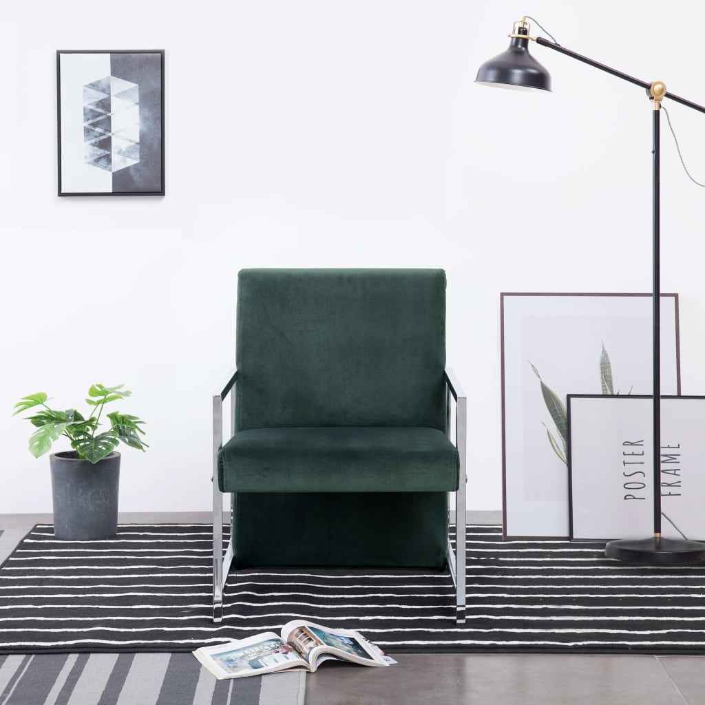vidaXL Fauteuil met chromen poten fluweel zwart