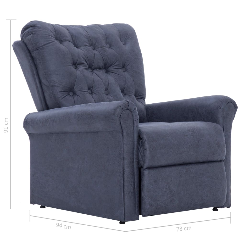 vidaXL Fauteuil verstelbaar kunstsuède grijs