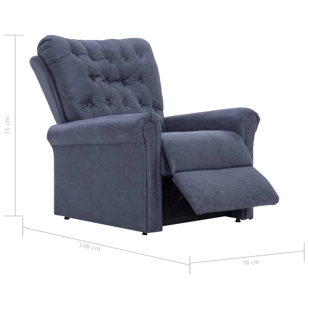 vidaXL Fauteuil verstelbaar kunstsuède grijs
