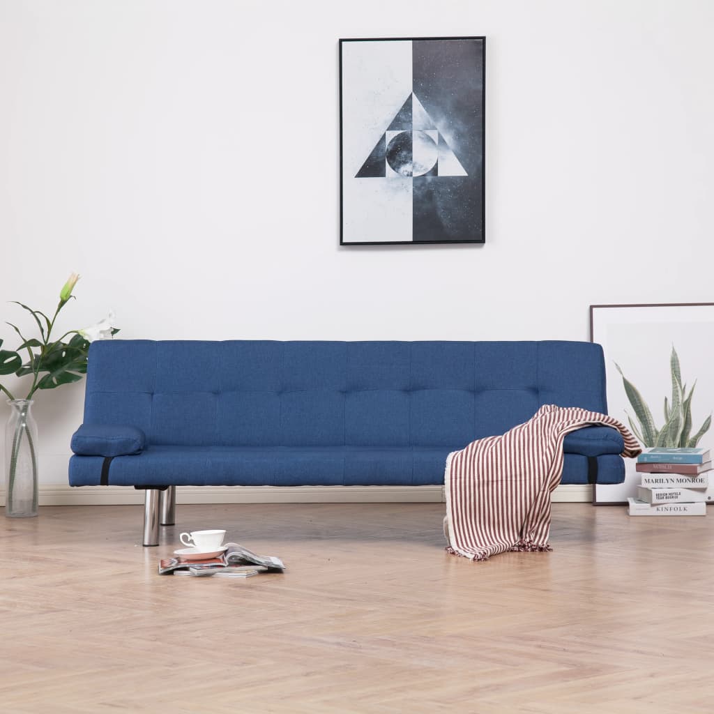 vidaXL Slaapbank met twee kussens polyester lichtgrijs