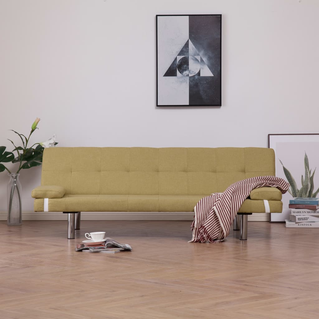 vidaXL Slaapbank met twee kussens polyester lichtgrijs
