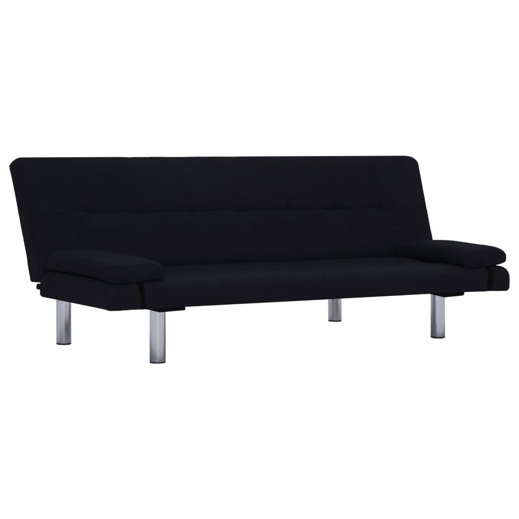 vidaXL Slaapbank met twee kussens polyester lichtgrijs