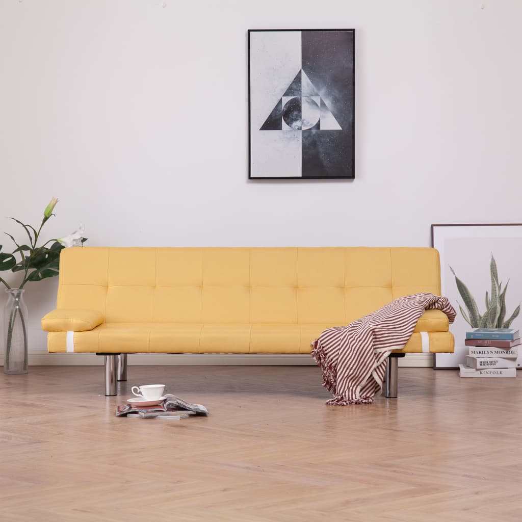 vidaXL Slaapbank met twee kussens polyester lichtgrijs