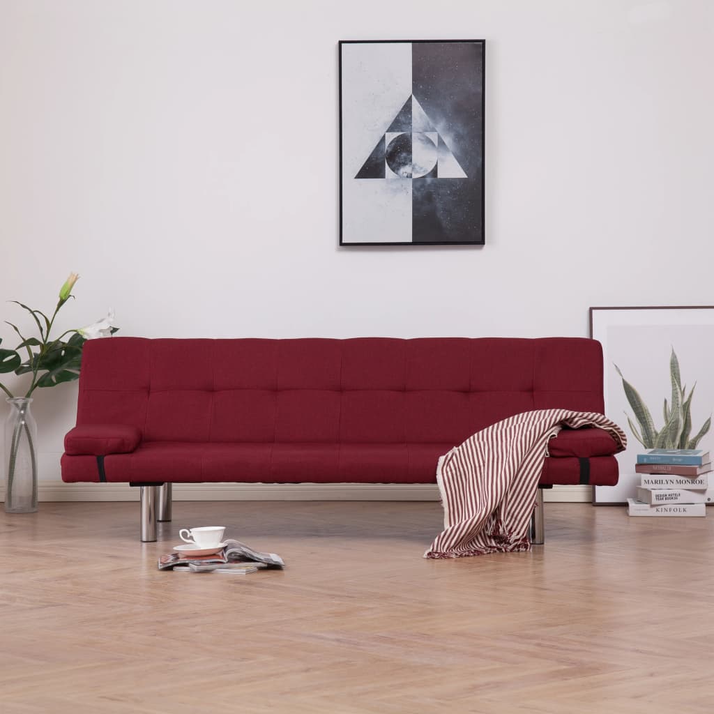 vidaXL Slaapbank met twee kussens polyester lichtgrijs
