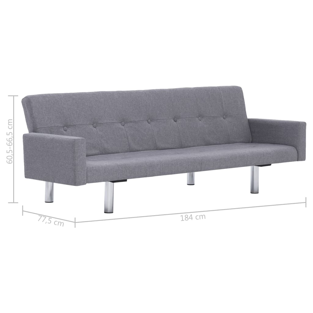 vidaXL Slaapbank met armleuning polyester lichtgrijs