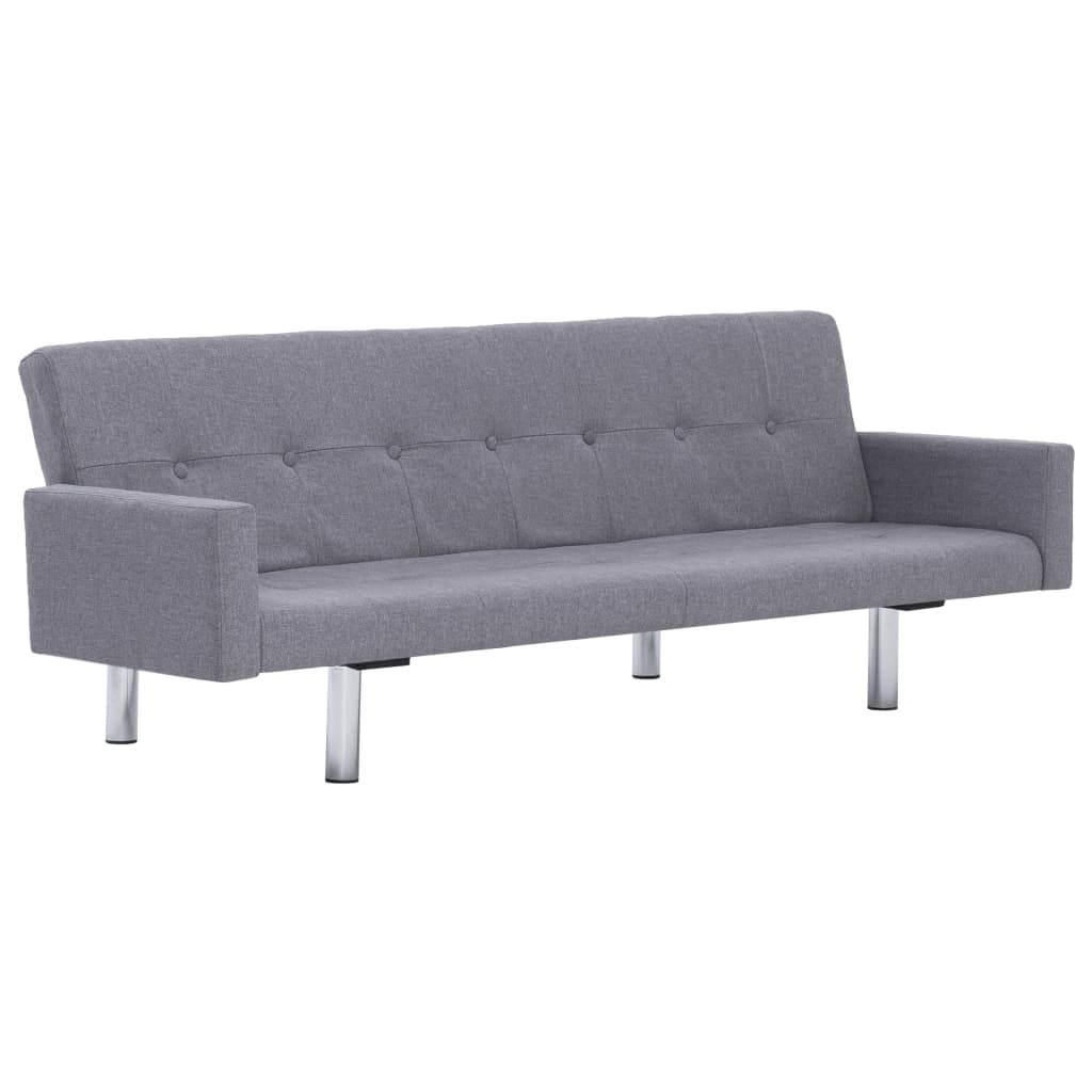 vidaXL Slaapbank met armleuning polyester lichtgrijs