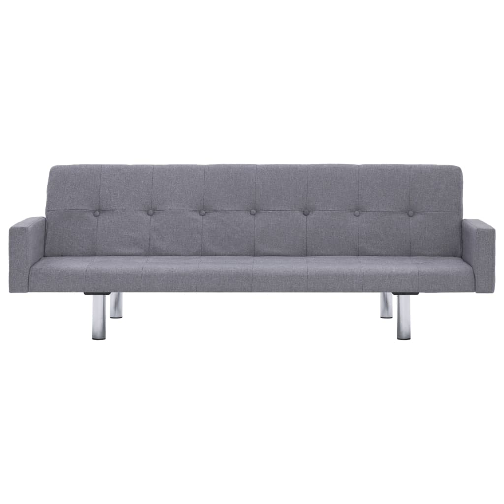 vidaXL Slaapbank met armleuning polyester lichtgrijs