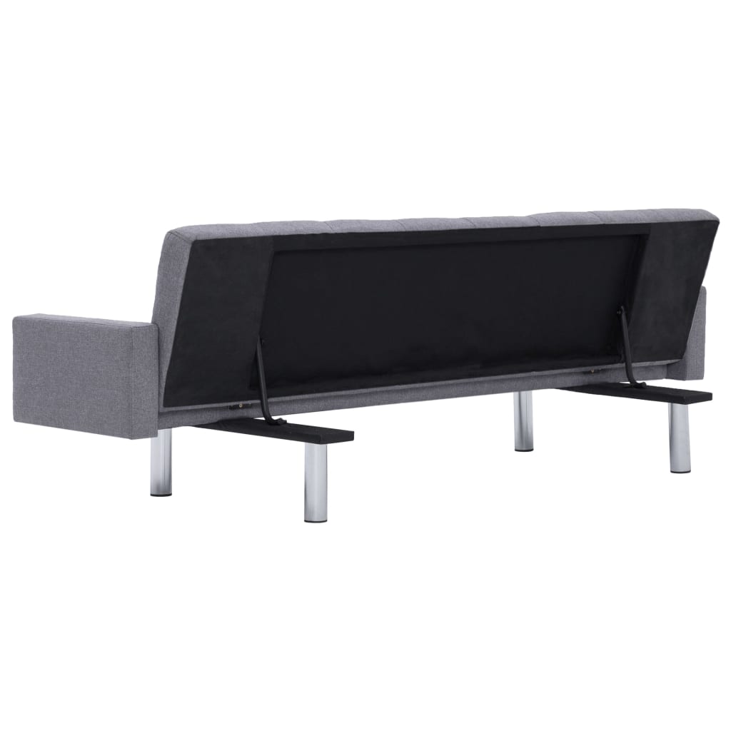 vidaXL Slaapbank met armleuning polyester lichtgrijs