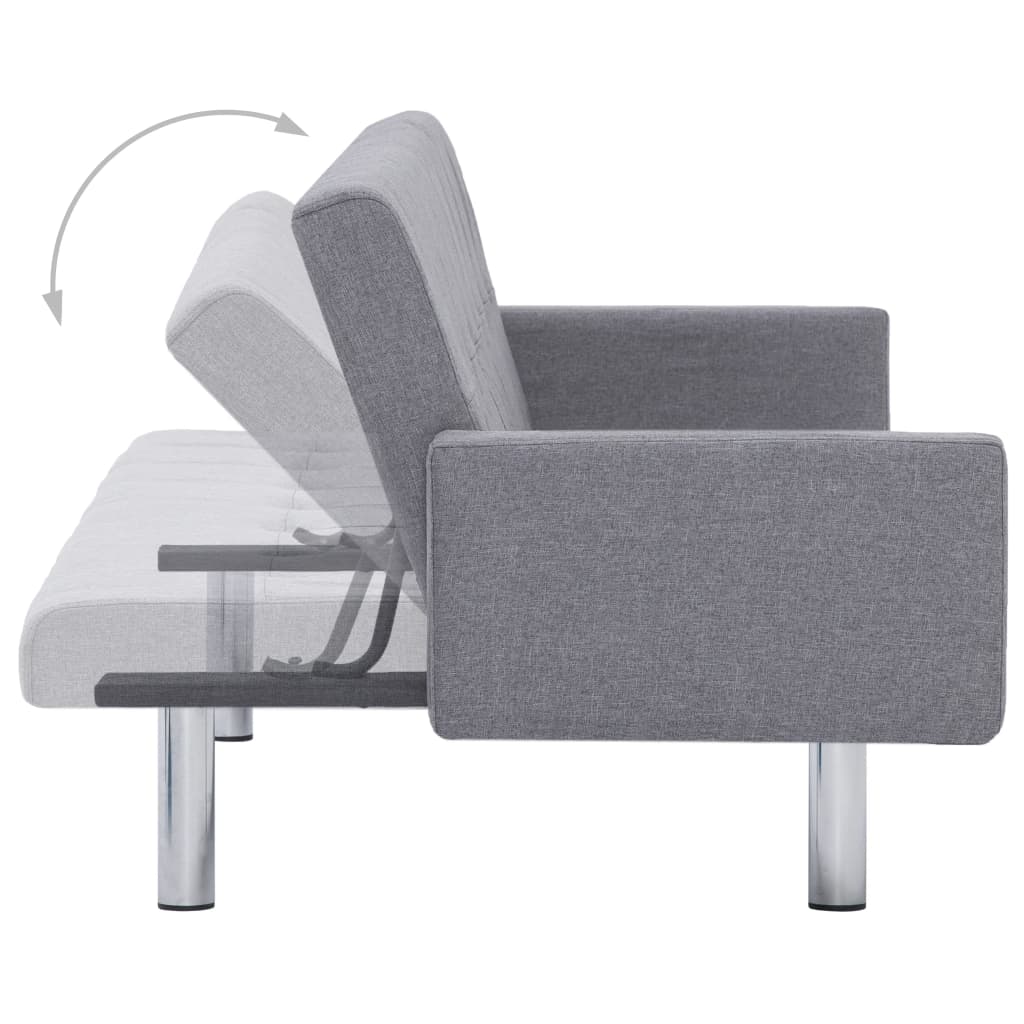 vidaXL Slaapbank met armleuning polyester lichtgrijs
