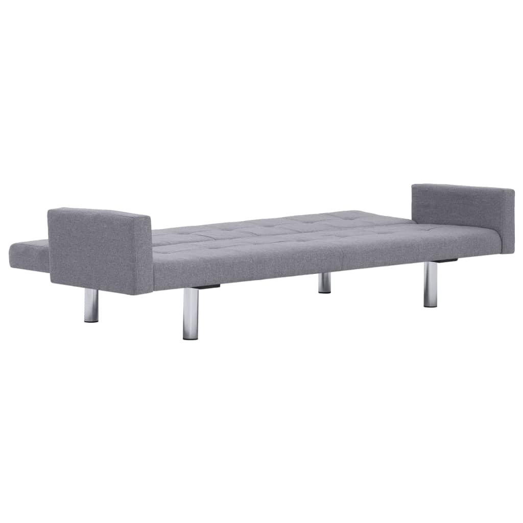 vidaXL Slaapbank met armleuning polyester lichtgrijs