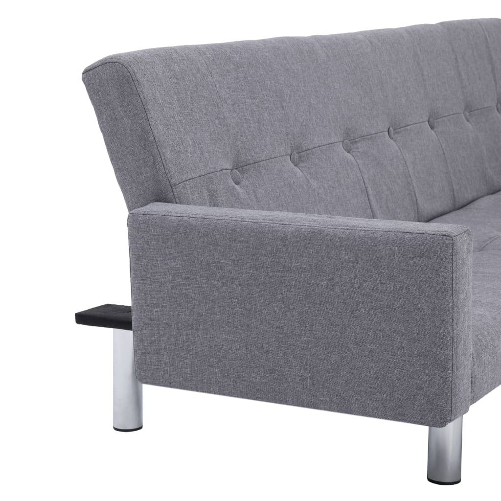 vidaXL Slaapbank met armleuning polyester lichtgrijs