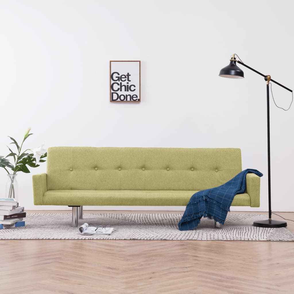 vidaXL Slaapbank met armleuning polyester lichtgrijs