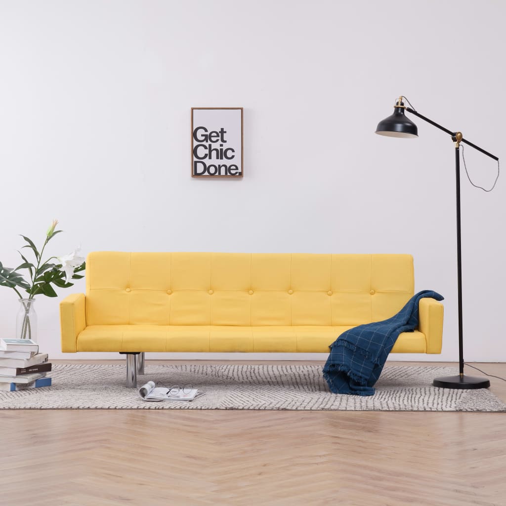 vidaXL Slaapbank met armleuning polyester lichtgrijs