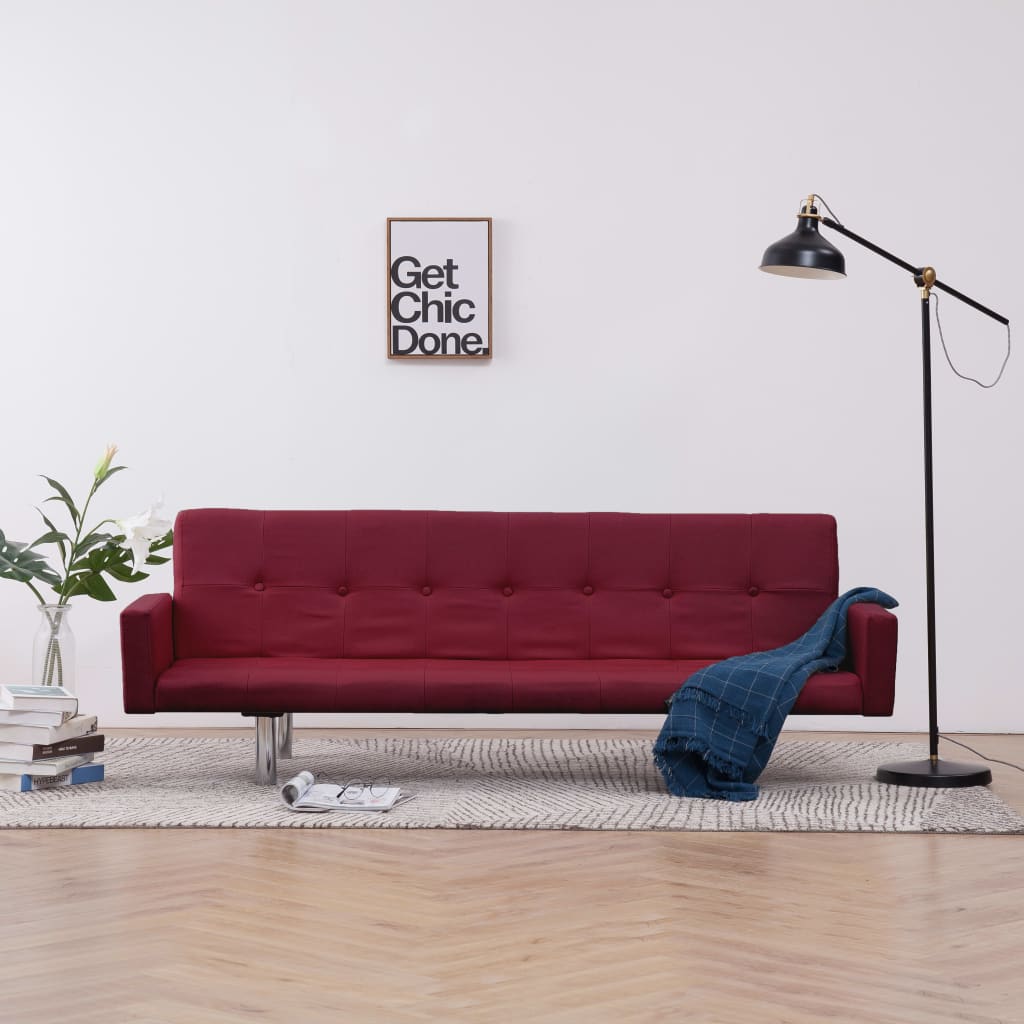 vidaXL Slaapbank met armleuning polyester lichtgrijs