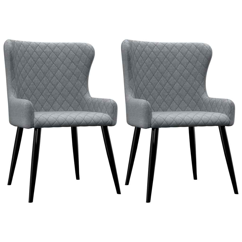vidaXL Eetkamerstoelen 2 st stof lichtgrijs