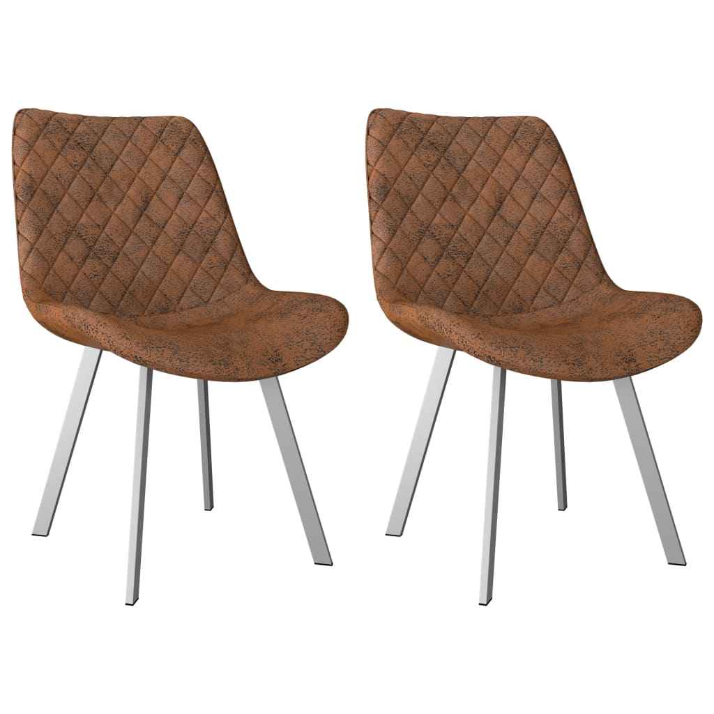 vidaXL Eetkamerstoelen 2 st kunstsuède bruin