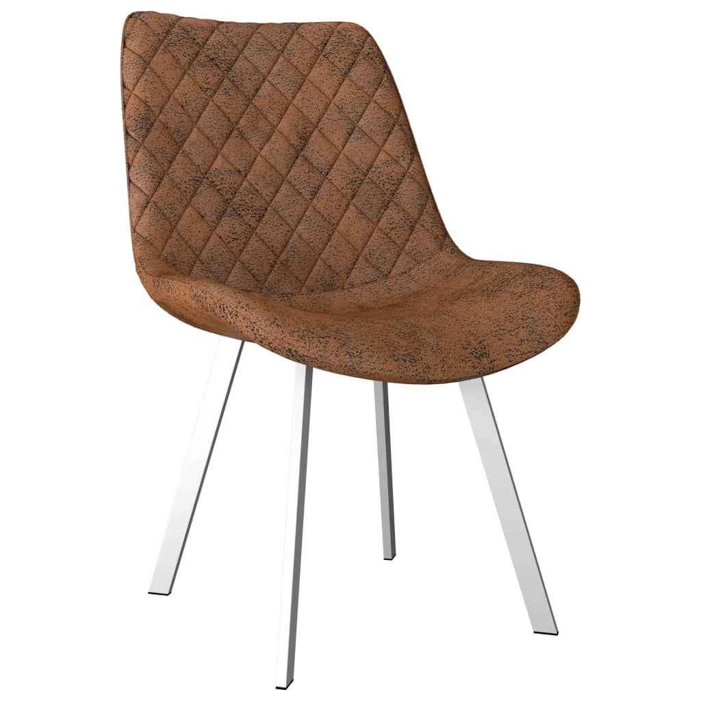 vidaXL Eetkamerstoelen 2 st kunstsuède bruin