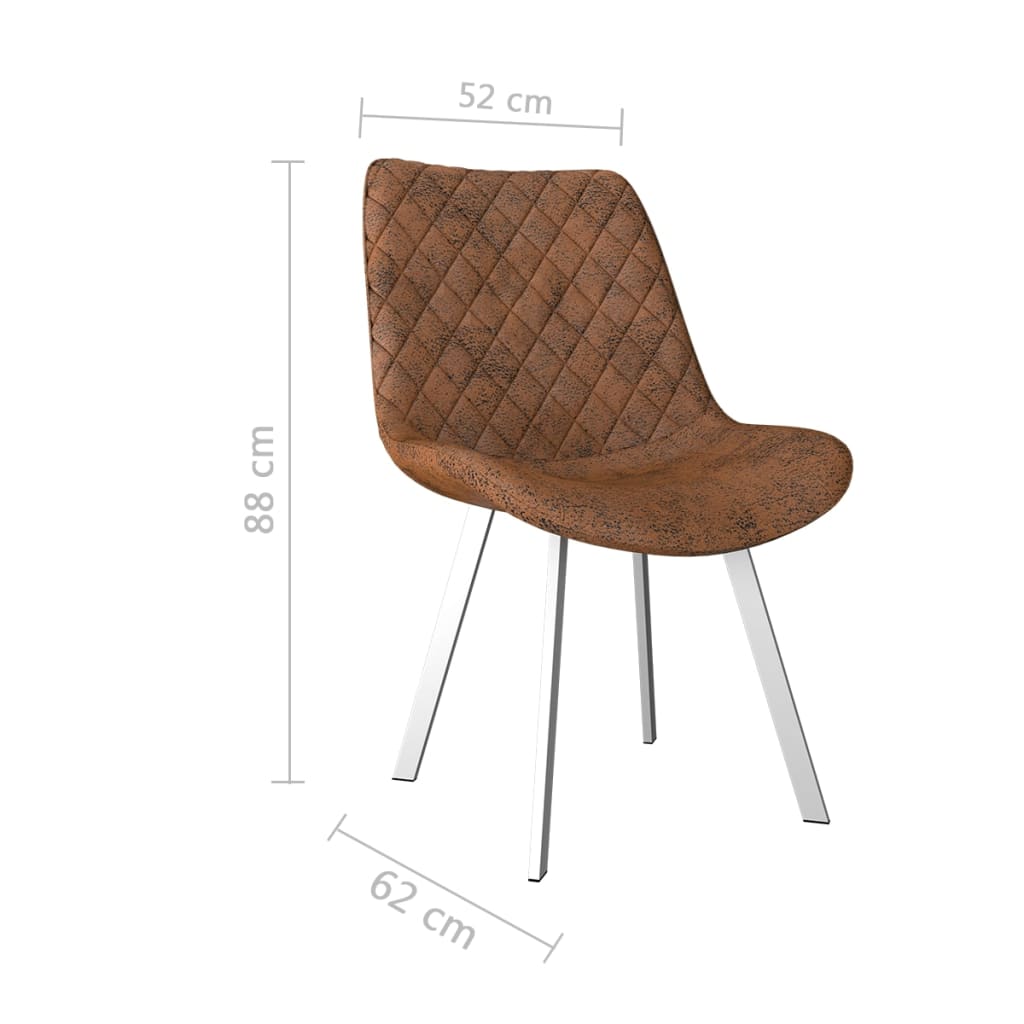 vidaXL Eetkamerstoelen 2 st kunstsuède bruin