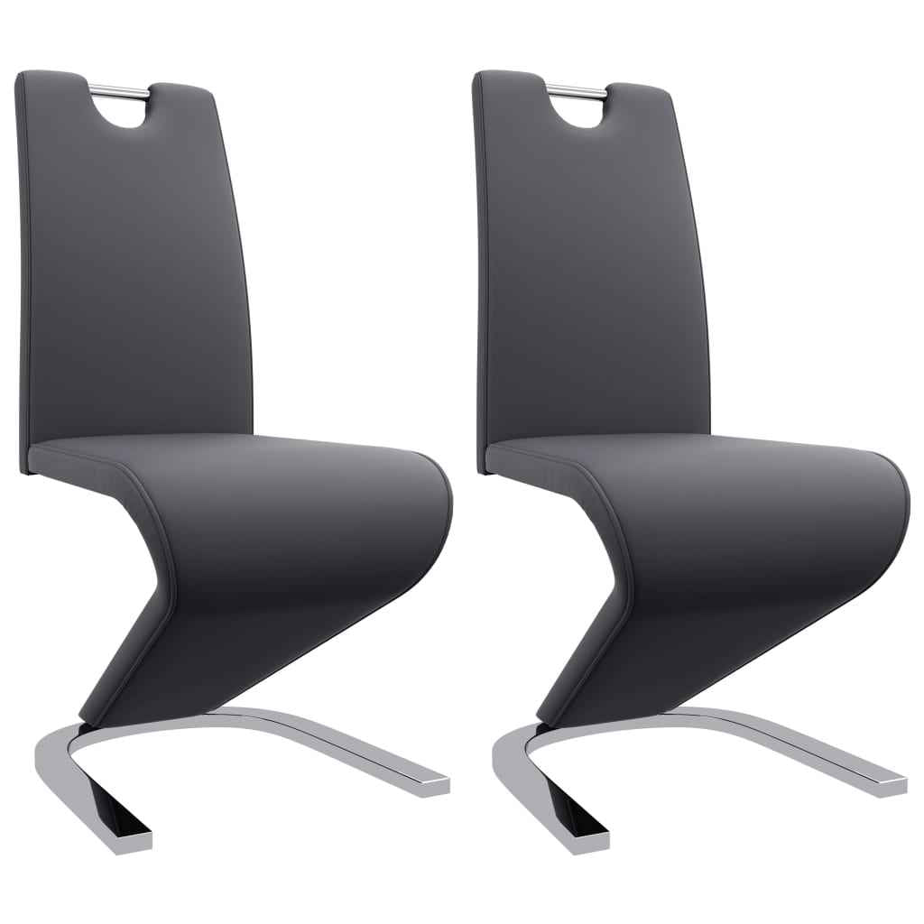 vidaXL Eetkamerstoelen met zigzag-vorm 2 st kunstleer grijs