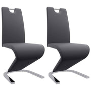 vidaXL Eetkamerstoelen met zigzag-vorm 2 st kunstleer grijs