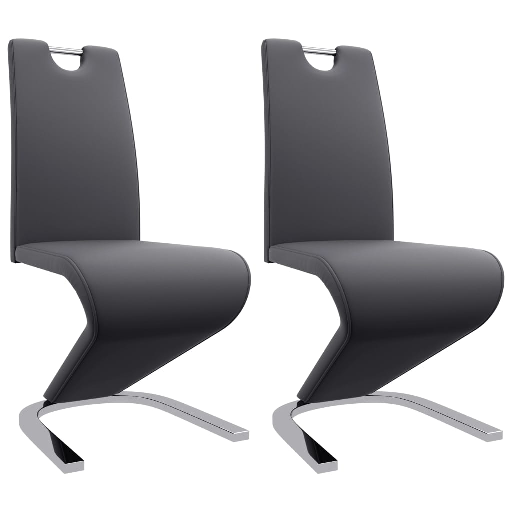 vidaXL Eetkamerstoelen met zigzag-vorm 2 st kunstleer grijs