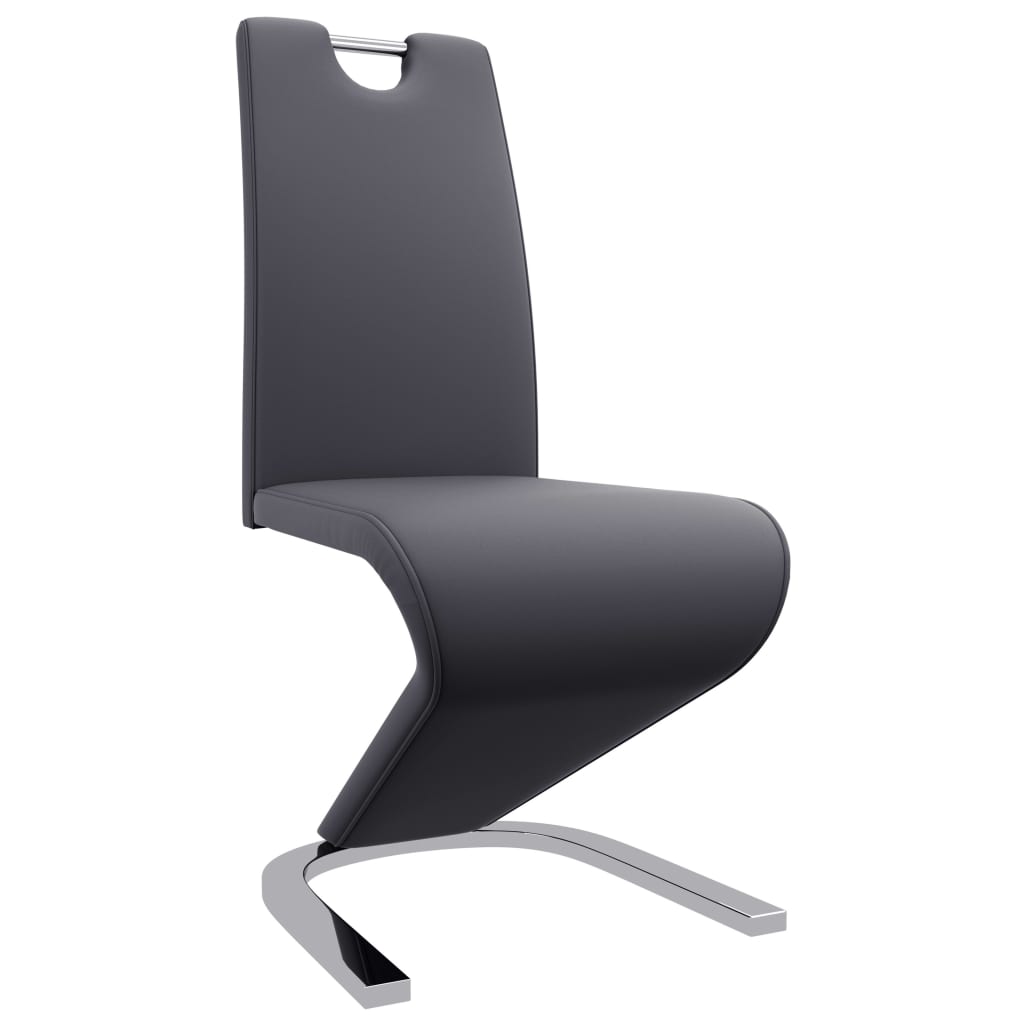 vidaXL Eetkamerstoelen met zigzag-vorm 2 st kunstleer grijs
