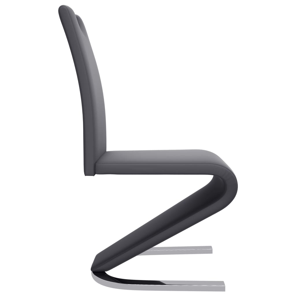 vidaXL Eetkamerstoelen met zigzag-vorm 2 st kunstleer grijs
