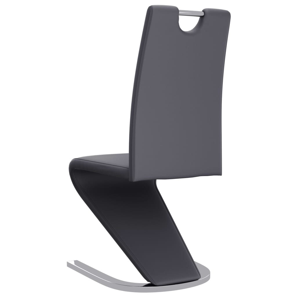 vidaXL Eetkamerstoelen met zigzag-vorm 2 st kunstleer grijs