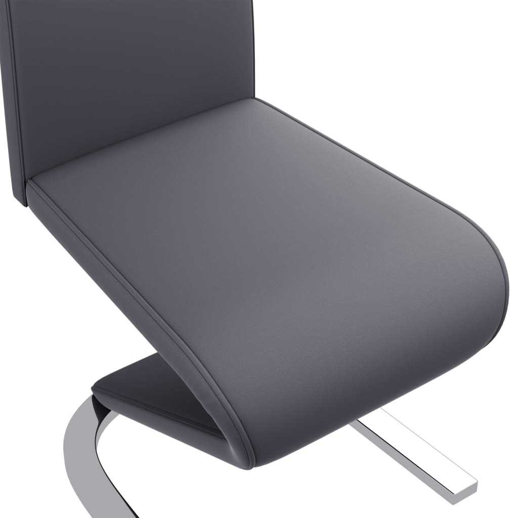 vidaXL Eetkamerstoelen met zigzag-vorm 2 st kunstleer grijs