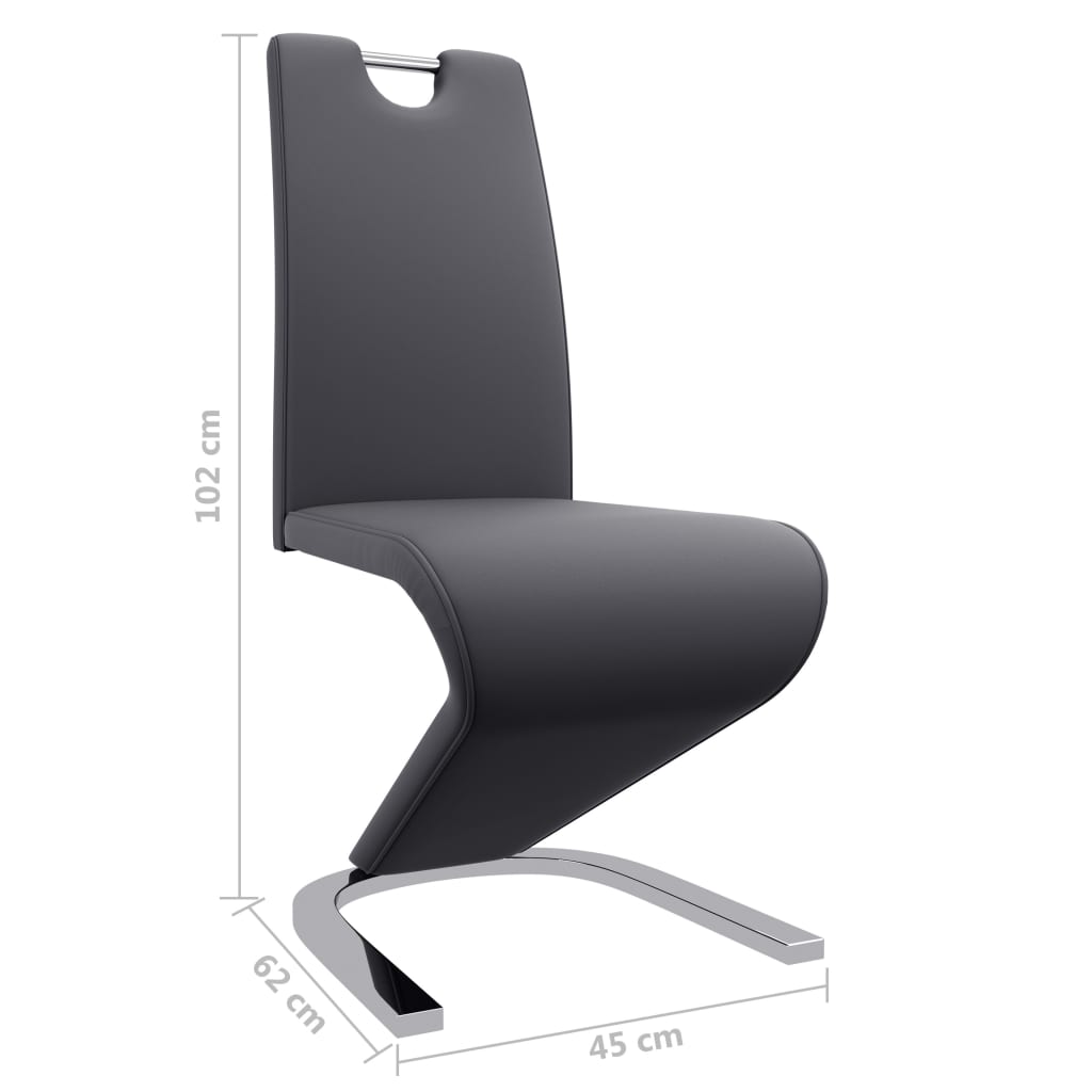 vidaXL Eetkamerstoelen met zigzag-vorm 2 st kunstleer grijs