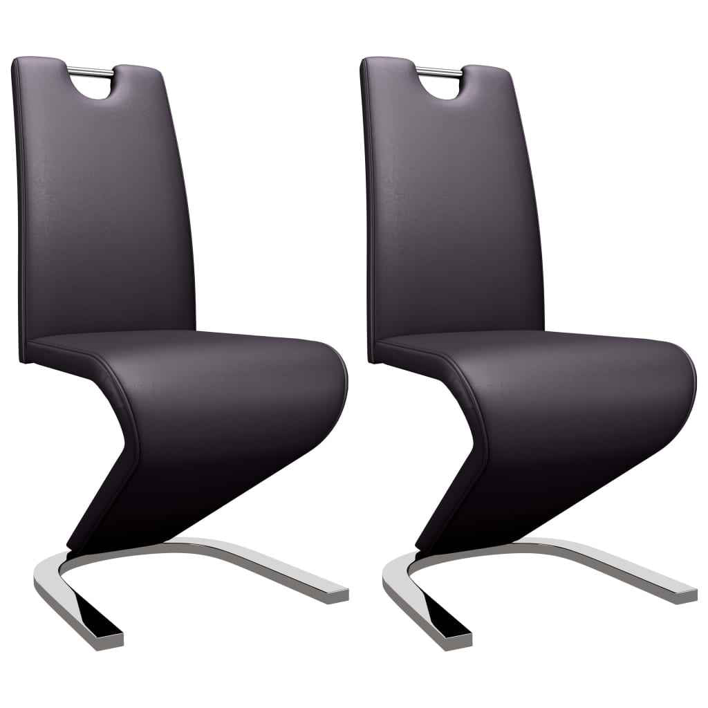vidaXL Eetkamerstoelen met zigzag-vorm 2 st kunstleer grijs
