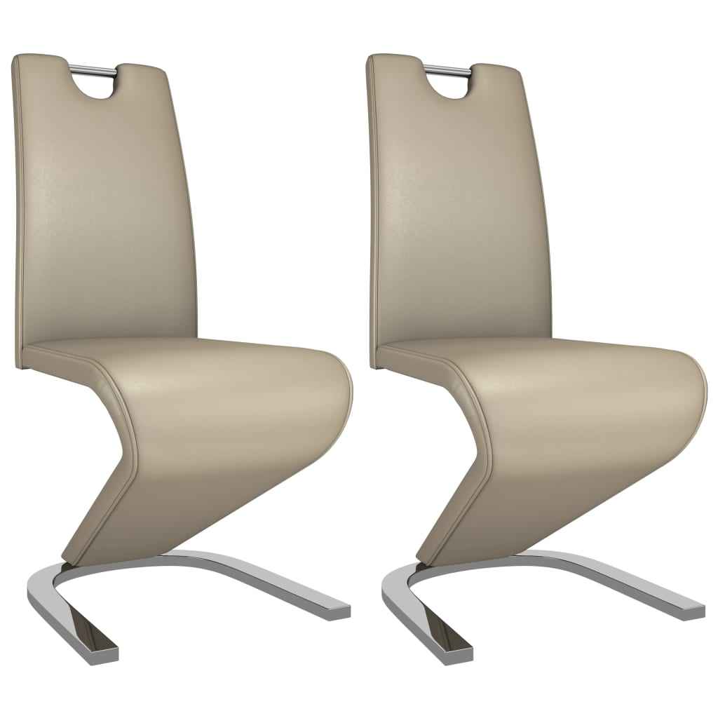 vidaXL Eetkamerstoelen met zigzag-vorm 2 st kunstleer grijs