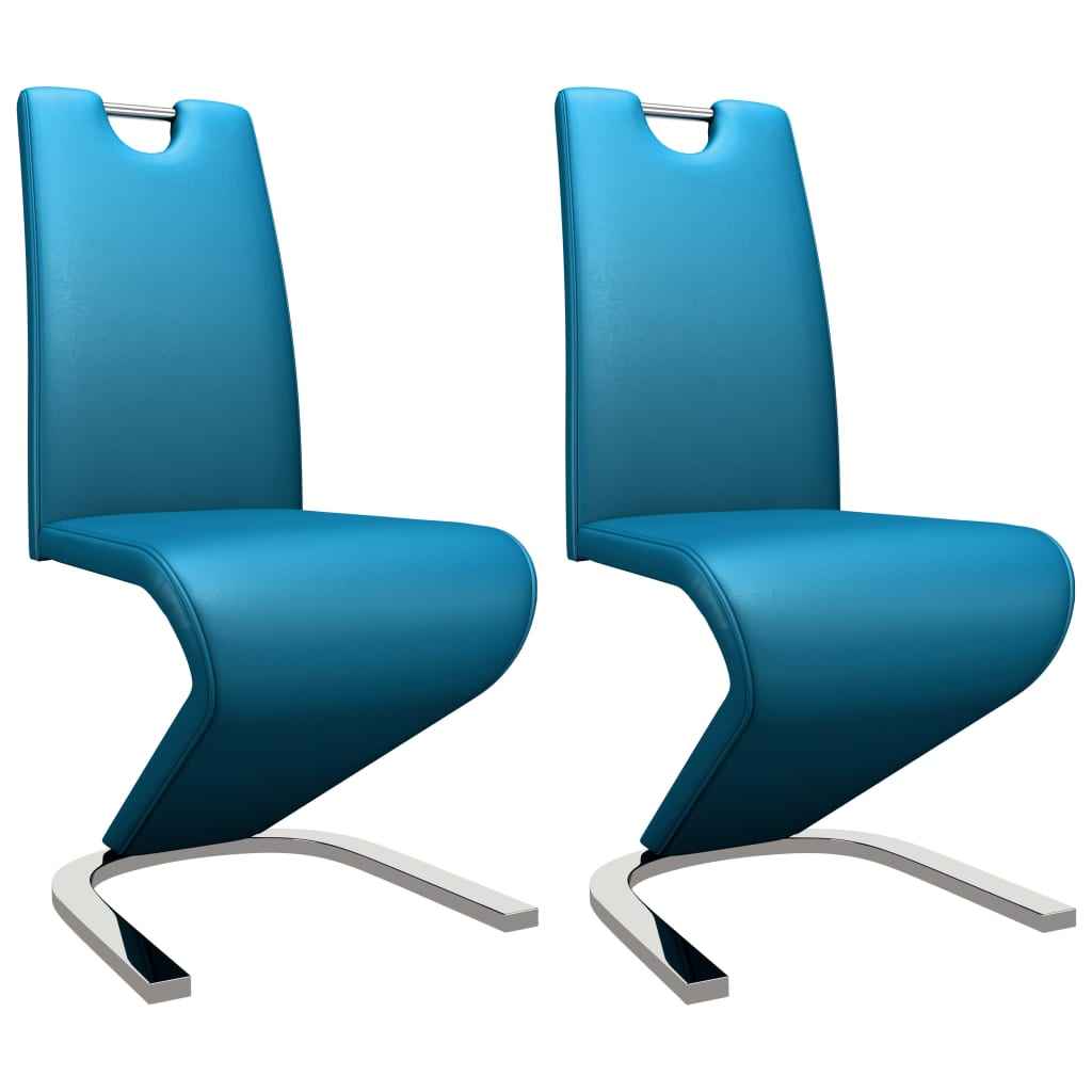 vidaXL Eetkamerstoelen met zigzag-vorm 2 st kunstleer grijs