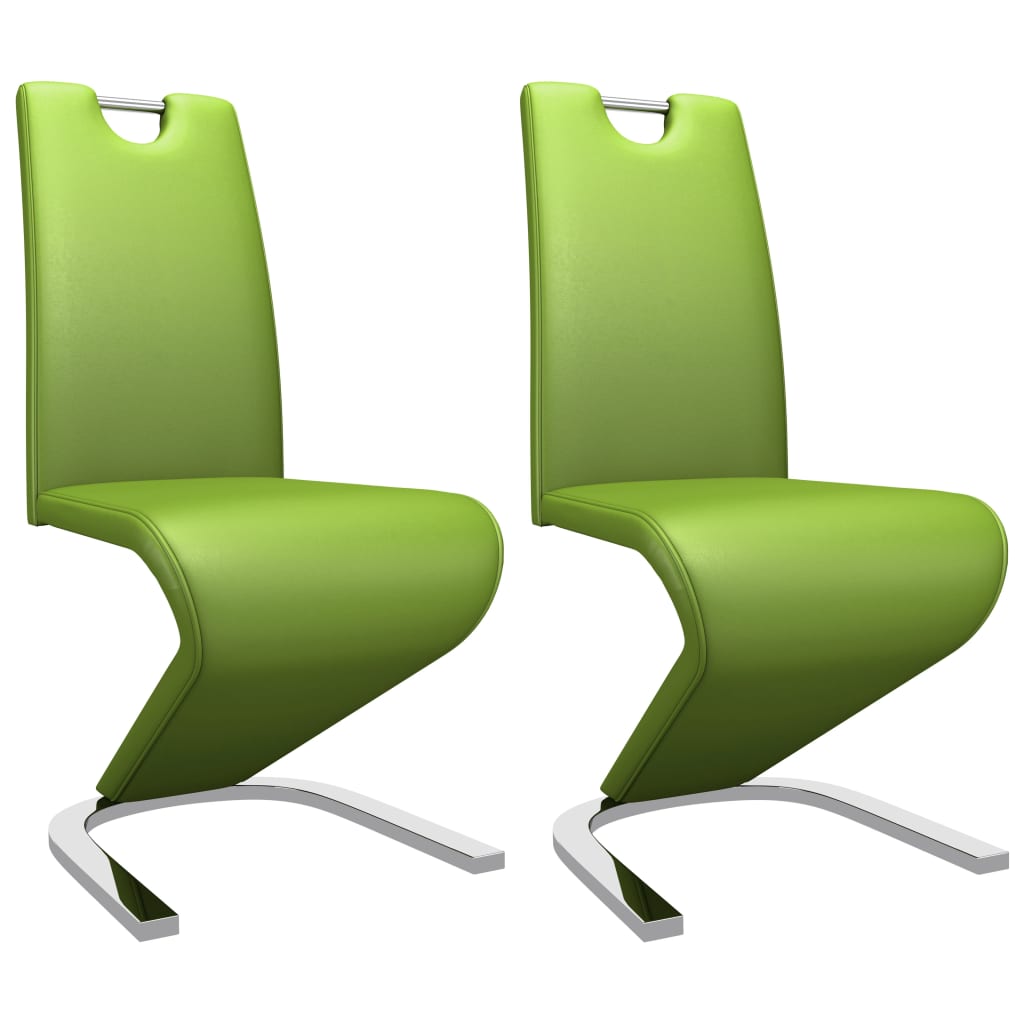 vidaXL Eetkamerstoelen met zigzag-vorm 2 st kunstleer grijs